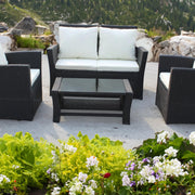 Set mobilier de gradina DeHome MG900, canapea, fotolii si masuta incluse, culoare negru