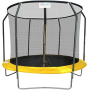Trambulina AliBibi Fun 706, diametru 183 cm, plasa de siguranta PE, scara, 36 arcuri galvanizate, cadru 50 cm, stalpi spuma EPE, galben