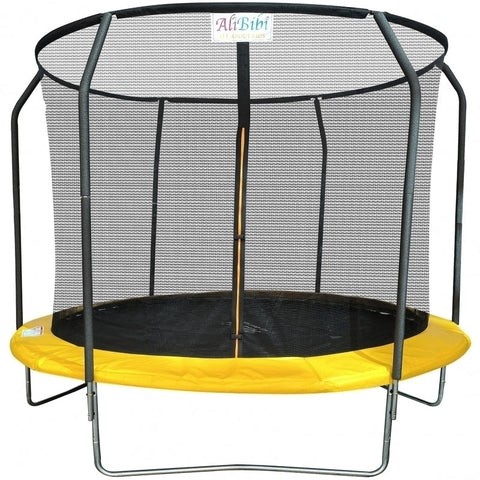 Trambulina AliBibi Fun 708, diametru 244 cm, plasa de protectie, scara, suprafata neagra, cadru 51 cm, stalpi galvanizati, 48 arcuri