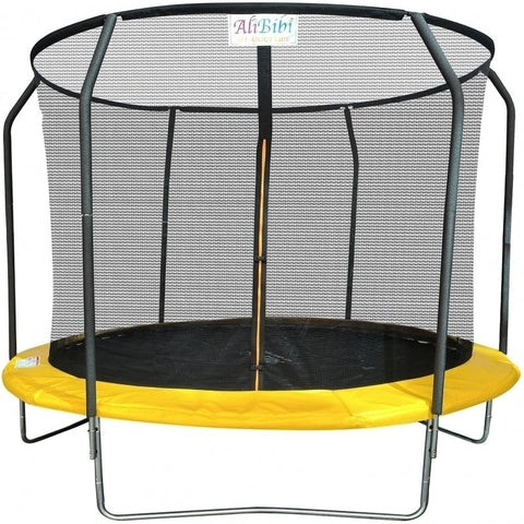 Trambulina AliBibi Fun 710, diametru 305 cm, cadru 65 cm, plasa protectie 180 cm, suprafata neagra, scara inclusa, 54 arcuri galvanizate, structura metal