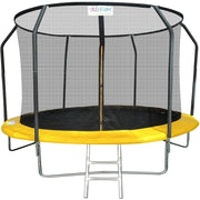 Trambulina AliBibi Fun 710, diametru 305 cm, cadru 65 cm, plasa protectie 180 cm, suprafata neagra, scara inclusa, 54 arcuri galvanizate, structura metal