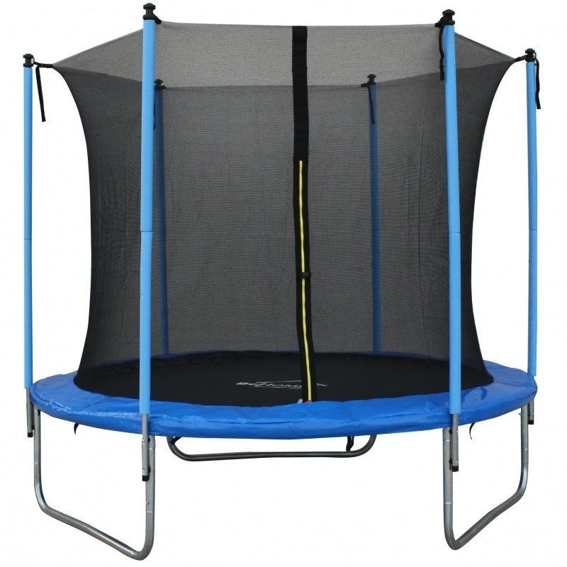 Trambulina DeHome Jumper 1008, diametru 244 cm, greutate suportata 150 kg, cu plasa de siguranta si protectie arcuri din spuma si polietilena, cadru otel