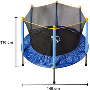 Trambulina copii DeHome Jumper 55, diametru 140 cm, plasa de siguranta, structura metalica, suprafata sarit polipropilena, pentru exterior si interior